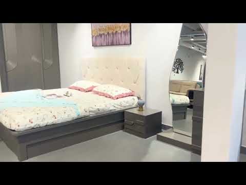 Video thumbnail 2 for 21004 Bedroom Set King Size Hydraulic Bed  2 Bed Side Tables & Wardrobe (WF)