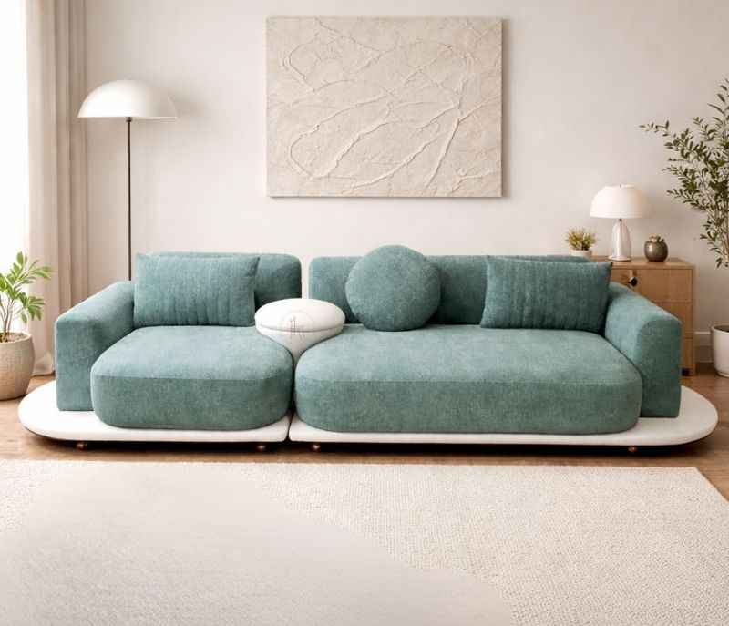 Sofa Sierra 3+1+1 Solid Miranda Wood With Suede Fabric Upholster (HYD) (BWD)