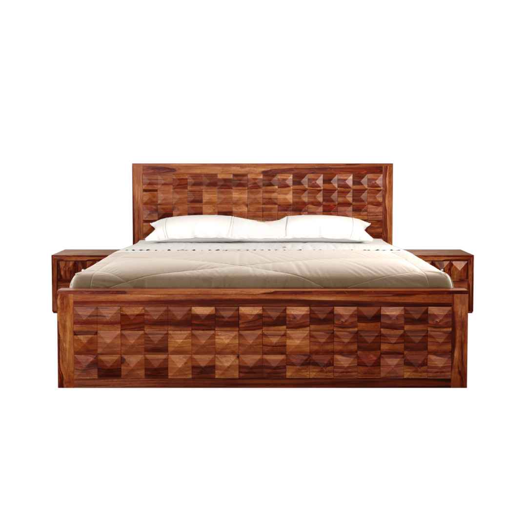 Image 3 for Diamond Sheesham Wood Bed (Honey Finish)