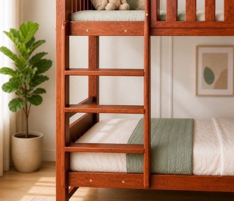 Image 3 for The Cozy-Climb Bunker Bed In Solid Mahogany Wood (WH)(BWD)(BTM)(EC)