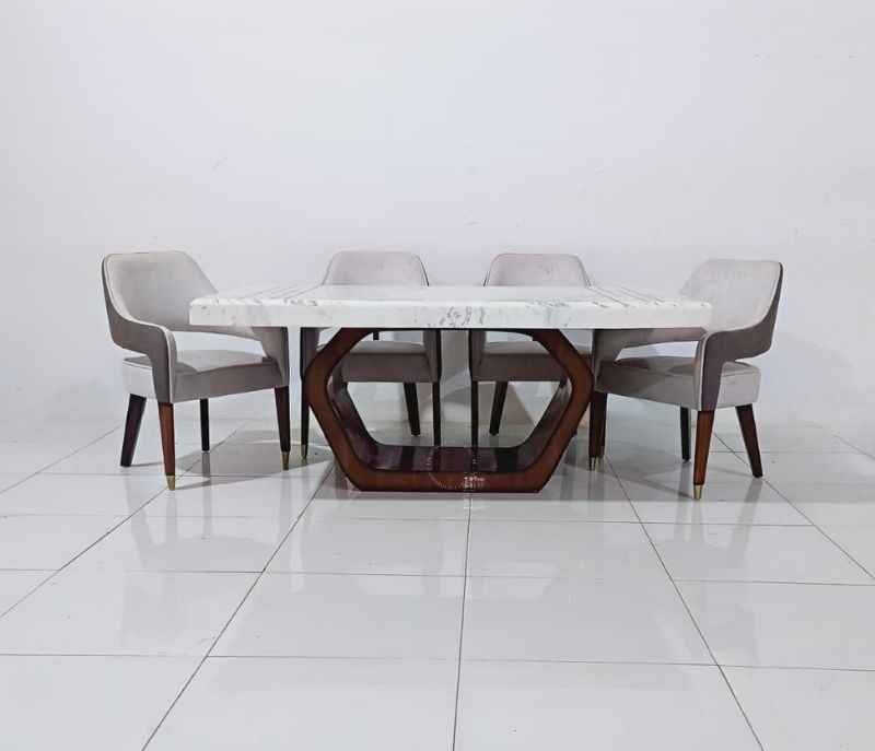 Image 4 for Groove Handle Dining Set 1+6 Marble Top (CP OTD)