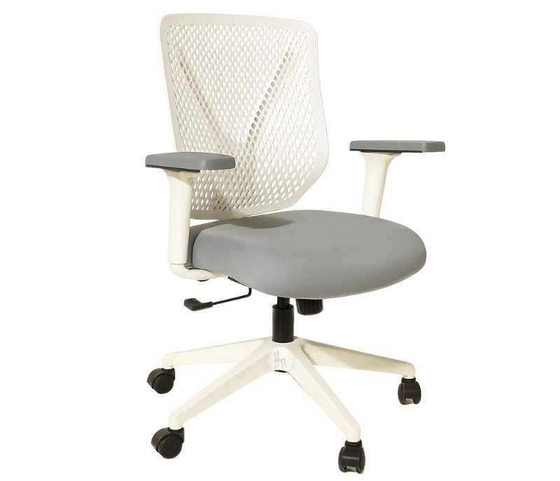 Image 3 for Leo White Mesh Office Chair Adjustable Height  Revolving Study Work from Home Chair Computer Desk Chair