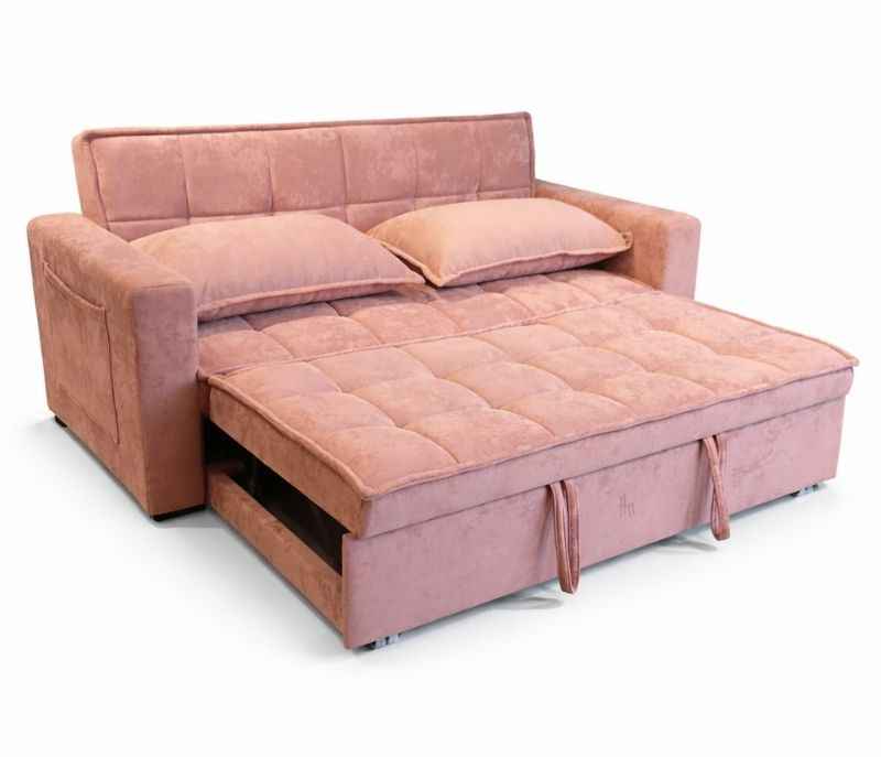 Image 8 for Anke Sofa Cum Bed 3 Seater Suede Fabric (Rust)