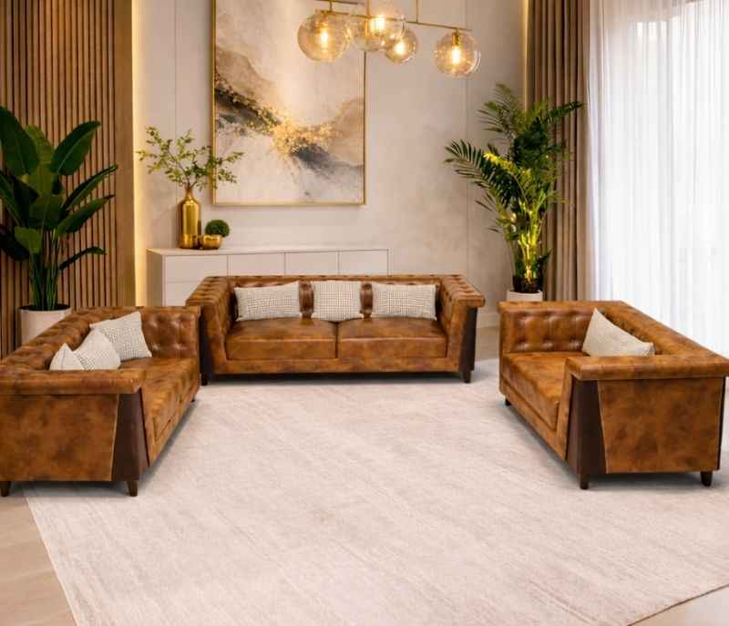 Denmark sofa 3+2+1 Miranda Wood Frames Upholstery Suede Fabric (HYD)