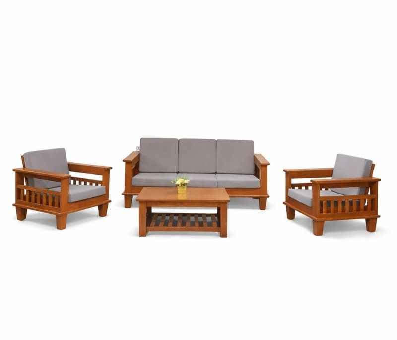 Image 3 for Wooden Sofa 3+1+1+Center Table Jute Fabric(BTM OTD)