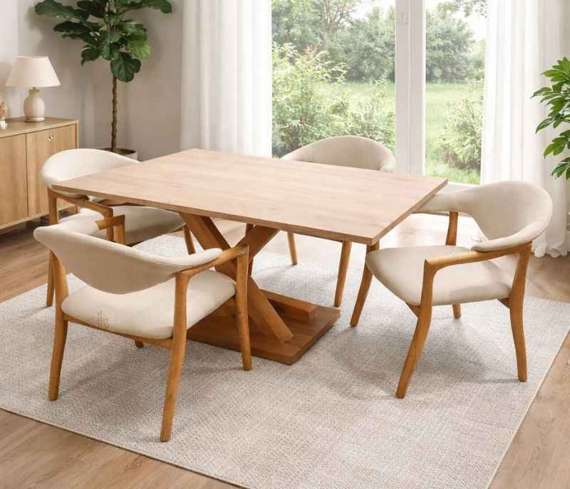 DT Lux Dc Ash 1053 1+4 Dining Set Ash Wood And Mamrene Top (WF)