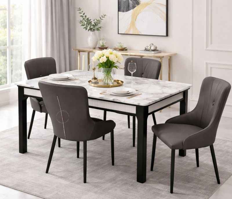 30807 Artificial Leather Base Rubber Wood 1+4 Seater (BTM)