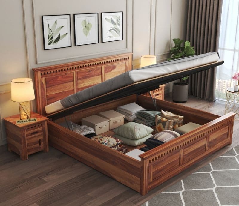 Image 1 for Adolph Sheesham Hydraulic Storage  Premium Solid Sheesham Wood Honey Finish (SCV _PKU)