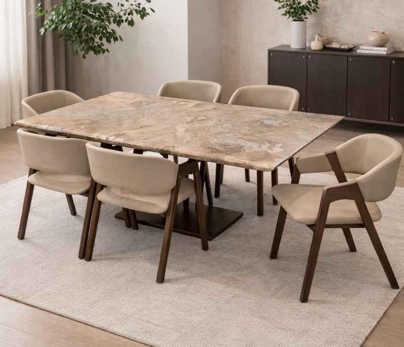 DT V GRIP CHAIRS DC370 1+6 Ash wood Bati Marble Top (EC)
