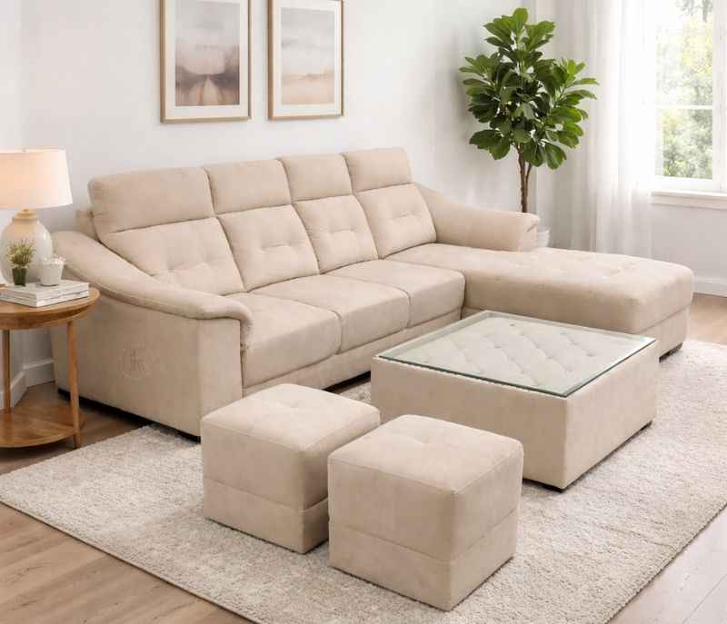 Petrio  3 + Lounger + CT + 2 puffy  Elvet Sude Fabric (BSK OTD)