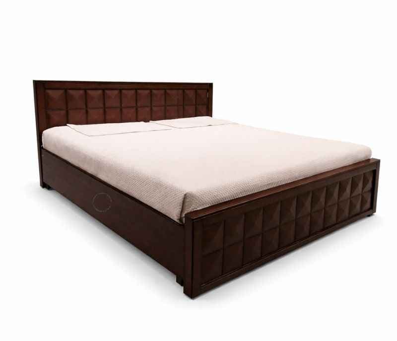Ajmenia Queen Size Bed Without Storage (Block Board, Dark - Brown) (BTM)