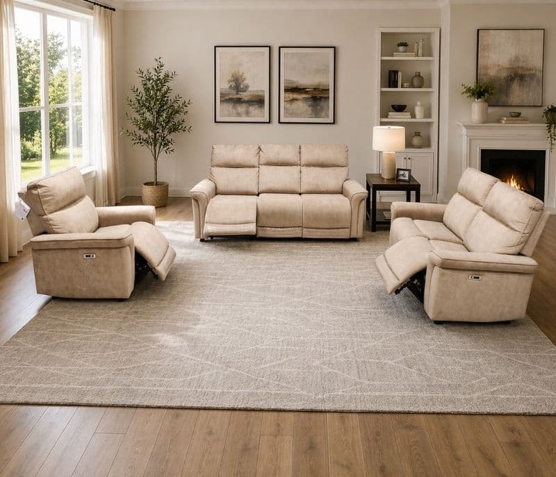 JH R171 Sofa Set 3+2+1 All Power Recliner With Premium Fabric (BTM)