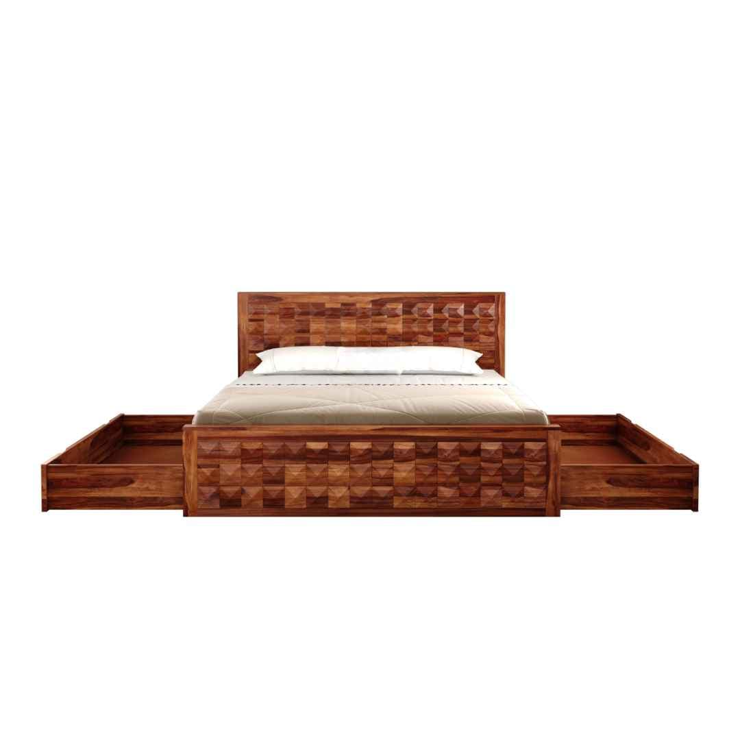 Image 5 for Diamond Sheesham Wood Bed (Honey Finish)