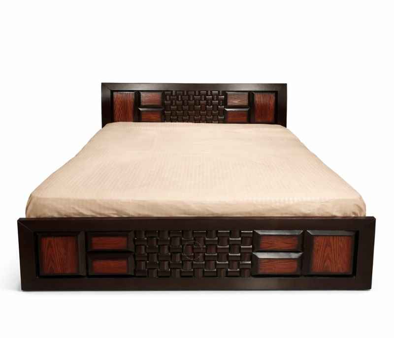 Image 2 for Malta Queen Sized Bed with Bed Box and Drawer Storage  (Block Board, Brown) (EC)(BSK)