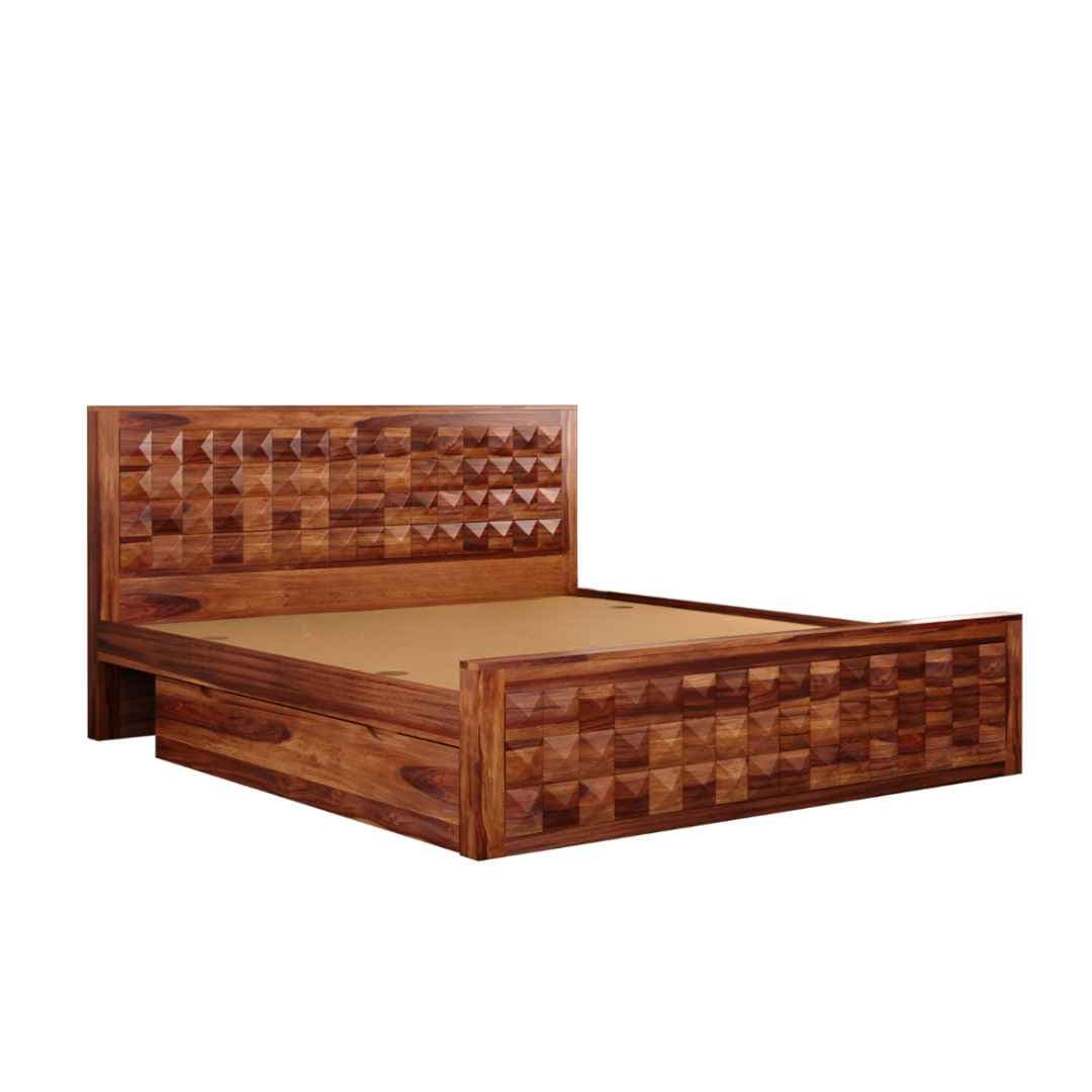 Image 6 for Diamond Sheesham Wood Bed (Honey Finish)