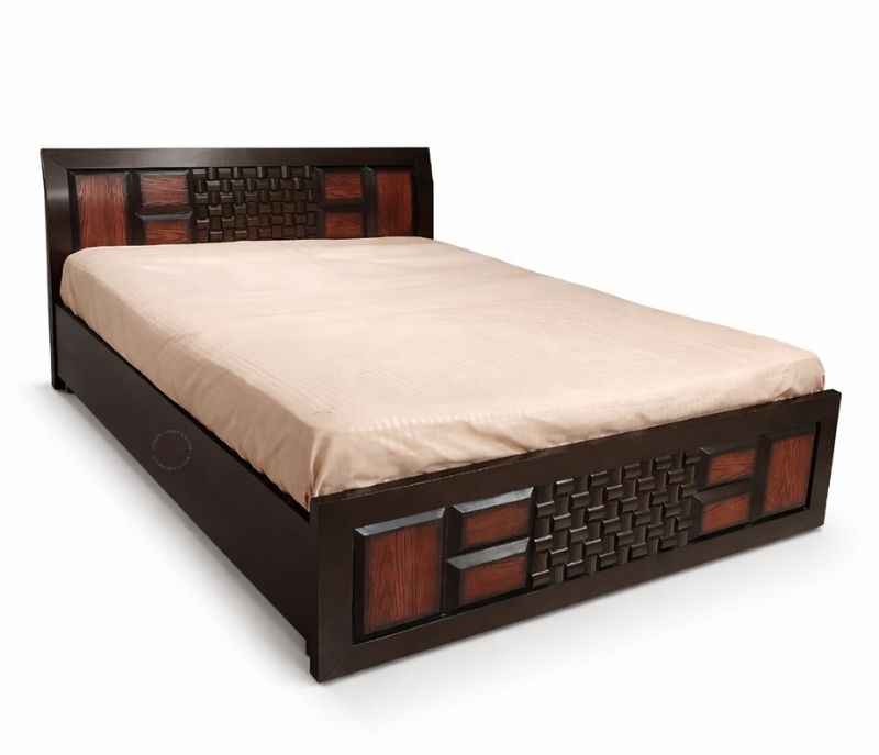 Image 3 for Malta Queen Sized Bed with Bed Box and Drawer Storage  (Block Board, Brown) (EC)(BSK)