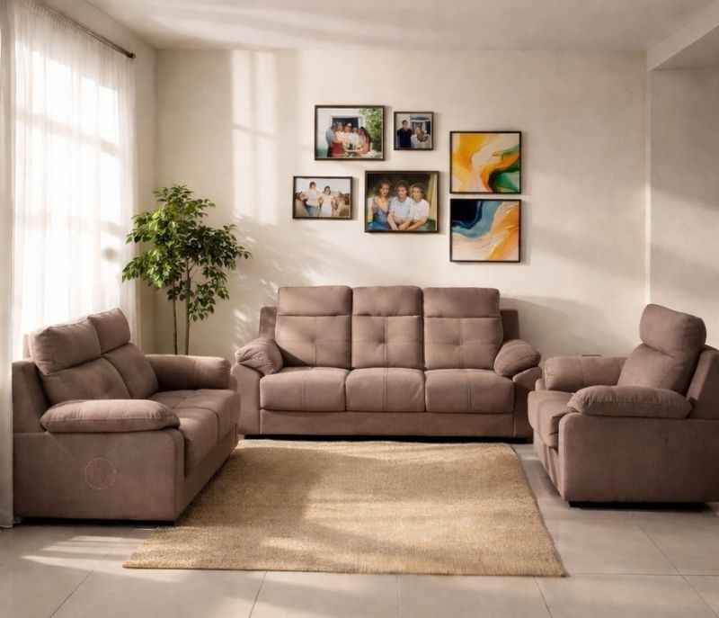Atlas Comfort 3+2+1 Sofa (Velvet Suede, Brown) (KORA)