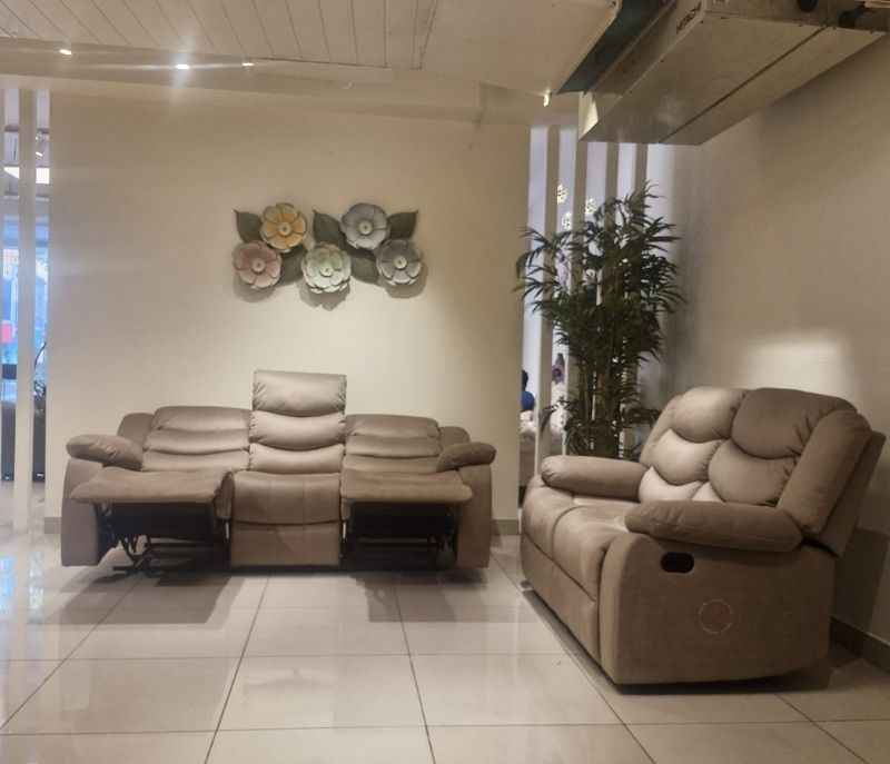 Image 9 for JHR195 - 59929 3+2 Manual Recliner Velvet Suede Fabric  (SKN)