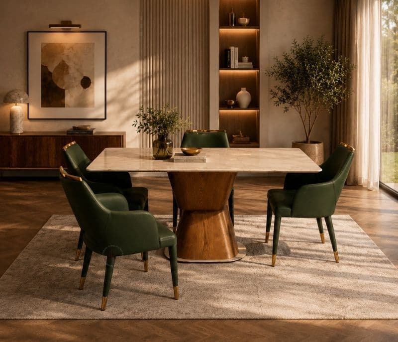 Dining table 4+1 - 1004/CL 1051 Marble Top (CP)