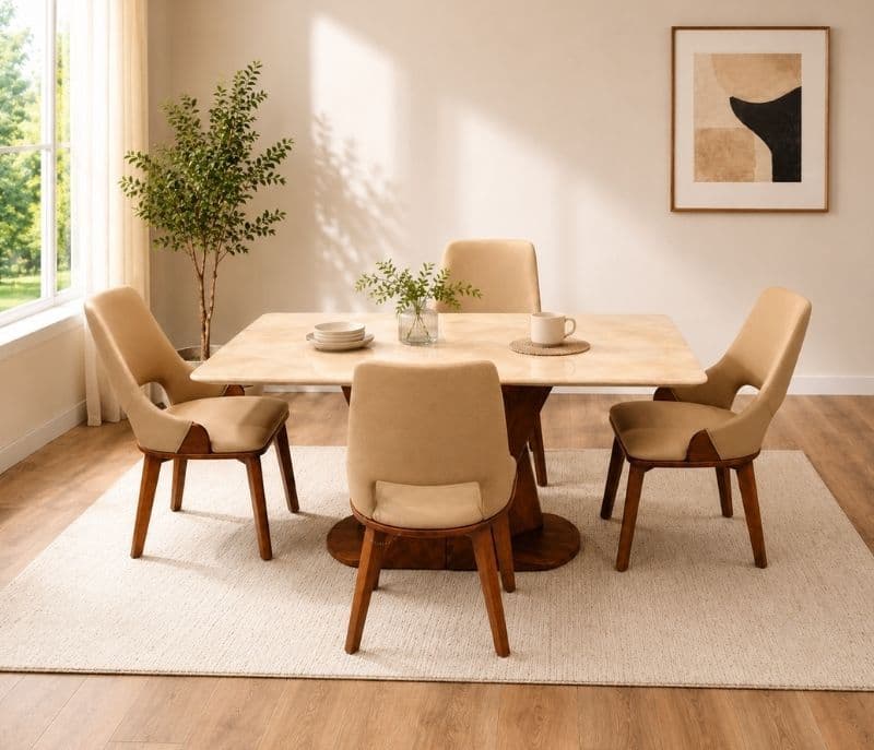 Dining Table 4+1 - 102/2513 Marble Top (CP)