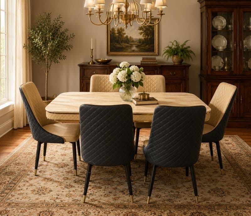 Image 3 for C143/414-5 Beige Blue 1+6 Seater Marble Top