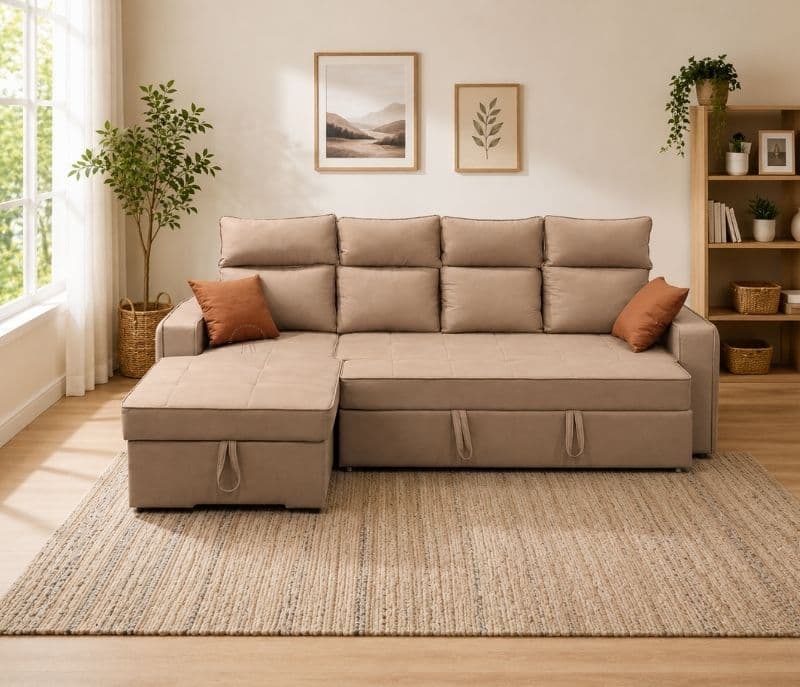 Albertorose Sofa Bed Cum 3+Lounger ( With Storage Lounger) Micro Suade (CP)
