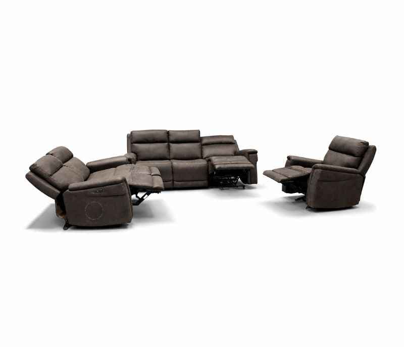 Image 3 for 70693 Single Motor 3+2 Power Recliner + 1 Seater Manual With Rocking Micro Suede Fabric