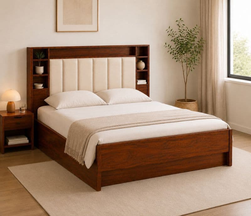 Elance King Full Lifton Bed Engineered Wood Bed With Hydraulic Storage(WI)