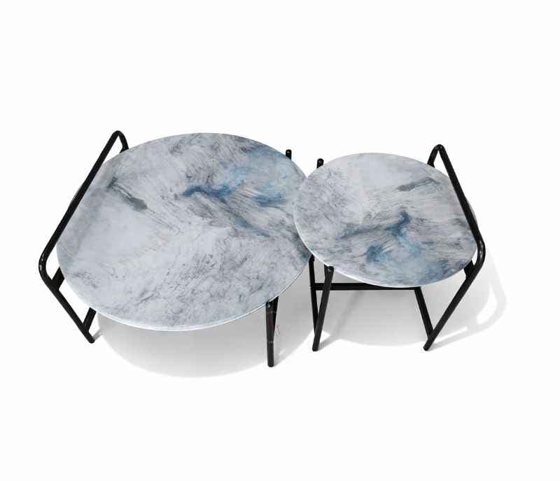 Image 2 for 40555 (165) 1+1 Marble Top Metal Base (SV)