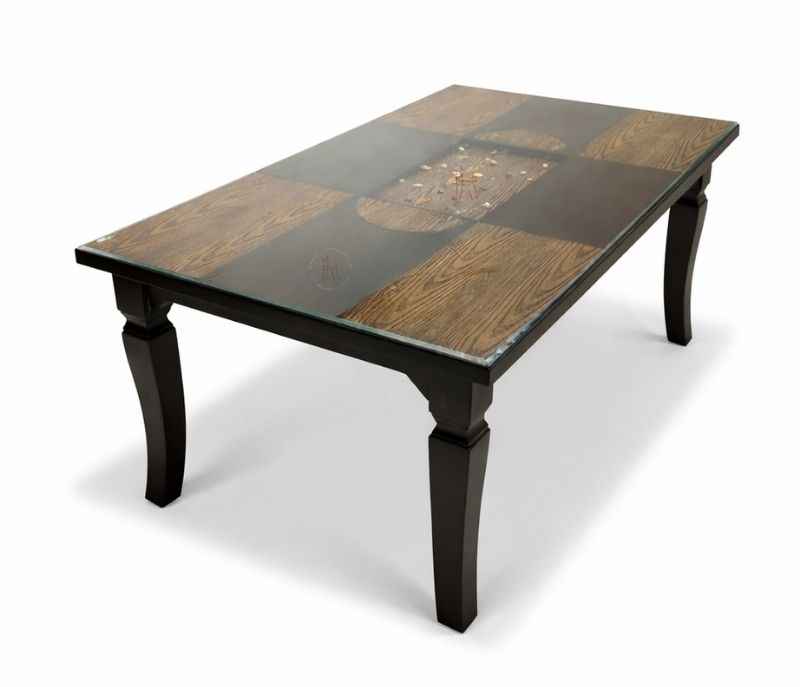 Image 2 for Damro 6 Seater Glass Dining Table with Wooden Base  5.5X3