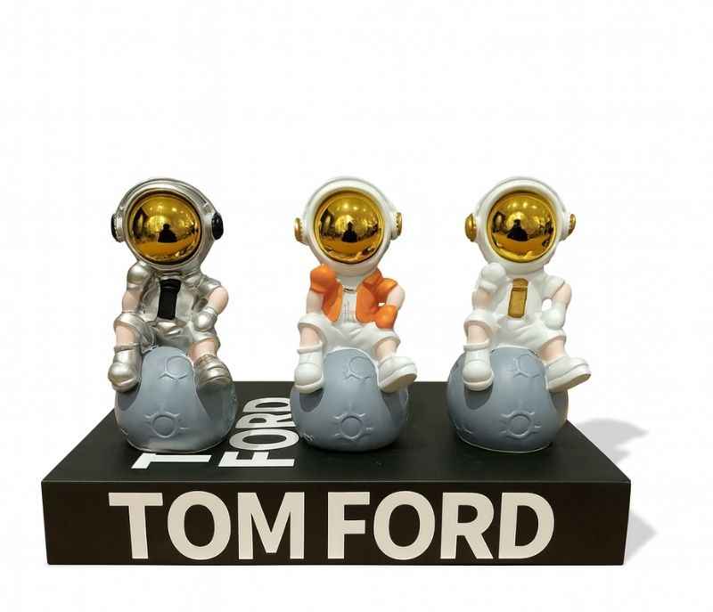 Image 2 for G-RA-03 A/B/C set of three decorative astronaut figurines white spacesuits with gold accents on the visors