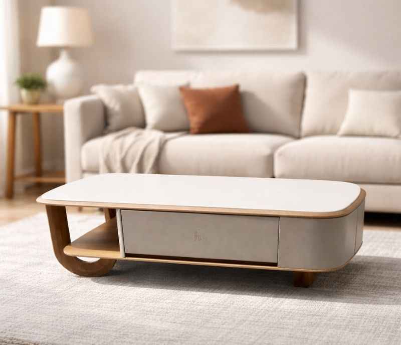 2370 Center Table Marble Top And Wooden Combination (HYD)