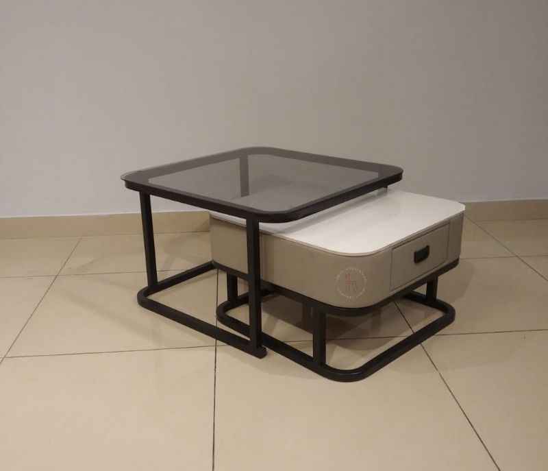 Instaa - 40856-C10-301 Powder Coted Metal Base & Glass With Centerdmarbal Marble Top (BSK)