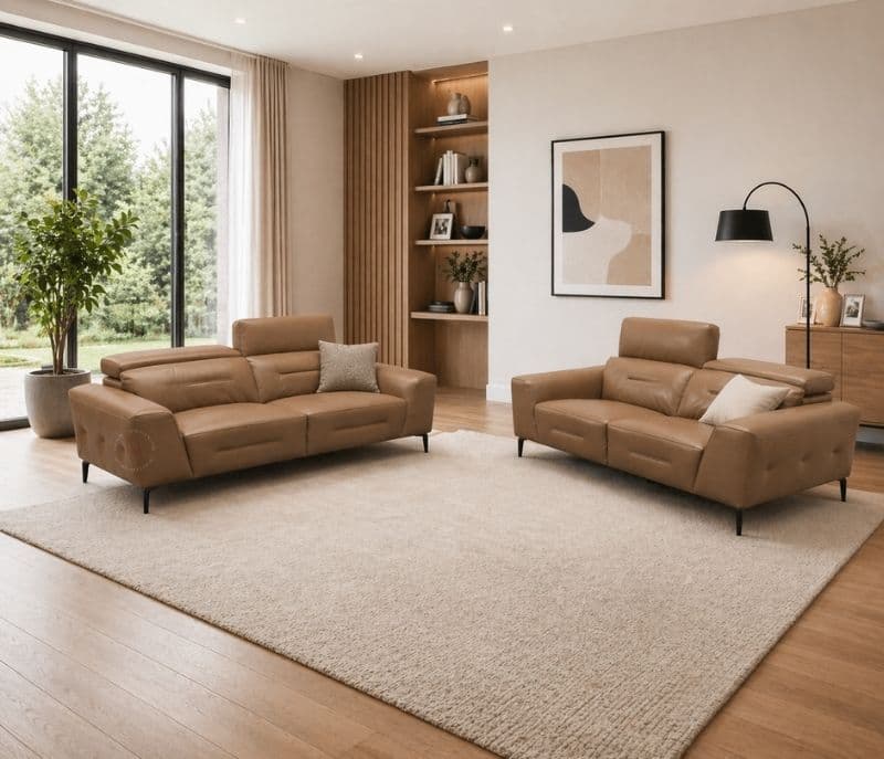 6327 Mocha 3+2 Seater Pure Leather (HYD OTD)