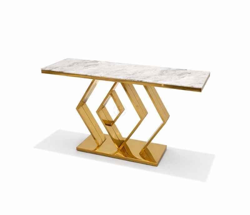 Image 3 for AA-823 Console Marble Top With PVD Gold Metal Base (WF)(HYD OTD)