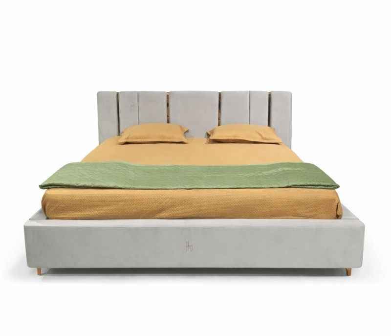 Image 3 for Lux King Sized Bed Without Storage (Velvet, Grey) (KORA)