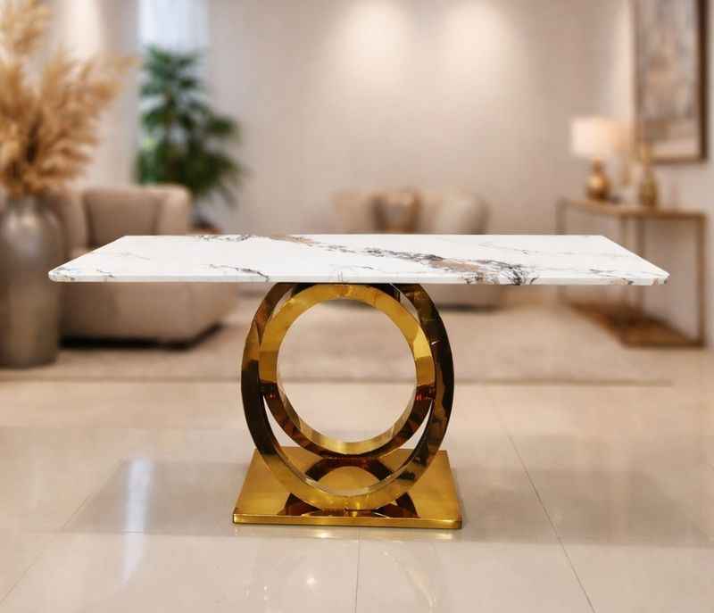 Console 50 Composite Marble Top With PVD Gold Metal Base (HYD)