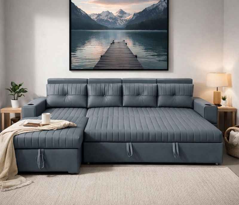 Sofa Cum Bed Sofa 3 + Lounger With Storage (CP OTD)