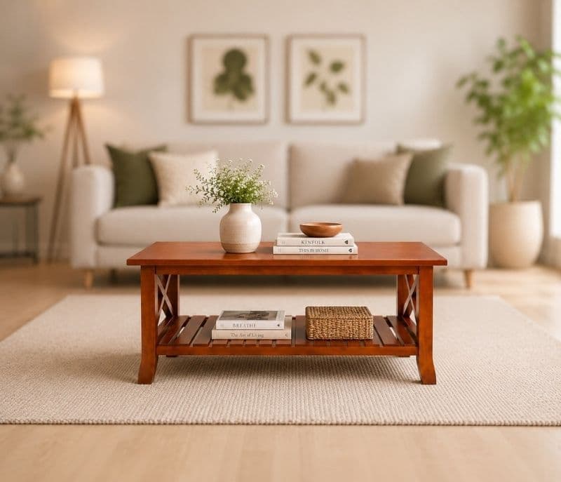 X Center Table Solid Rubber Wood (ZAM) (OWD)
