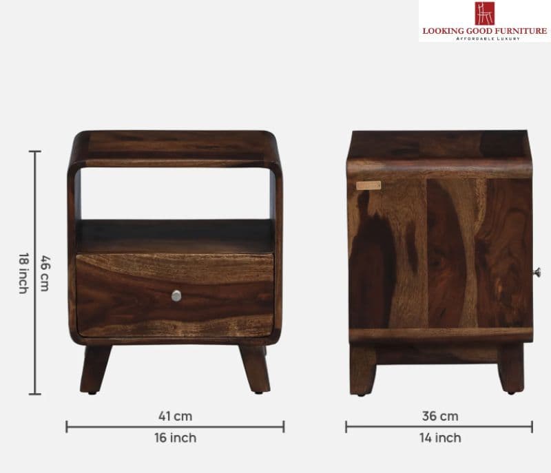 Image 8 for Jelks Bedside Table Solid Sheesham Wood Honey Finish in Scratch Resistant Provincial (SCV _PKU)