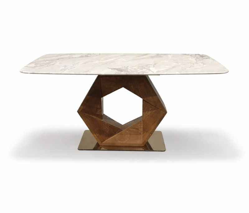 Image 4 for ZL002 6 Seater Marble Dining Table with Wooden Base