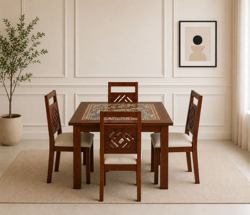 Diya Printed 1+4 Seater Dining Set (WI_PKU)