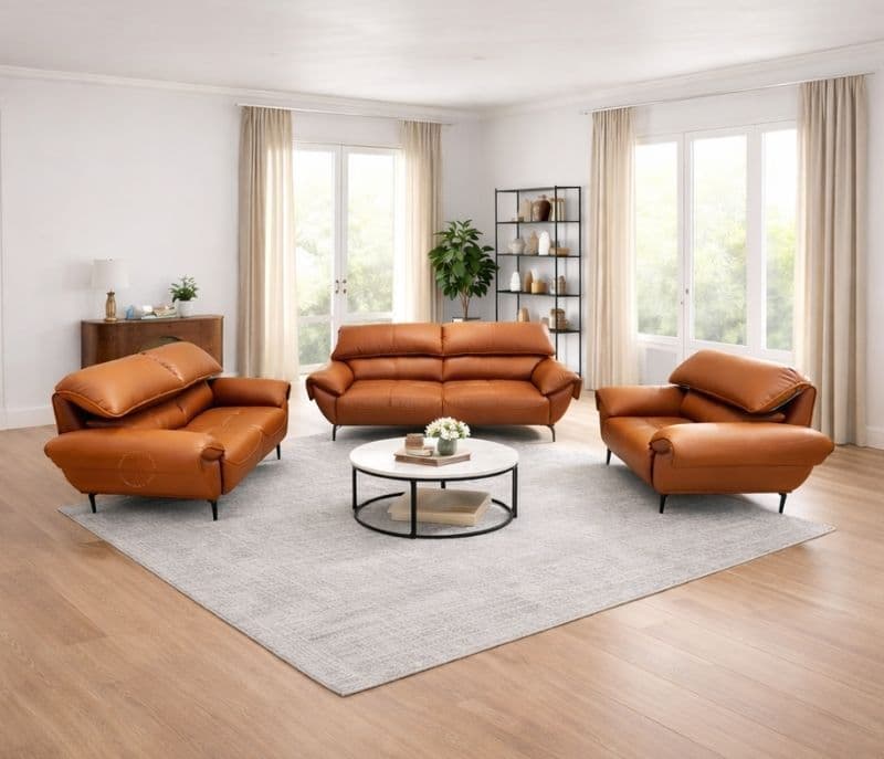 F1 3+2+1 Seater Fabric. Premium Leather Metal Legs (BTM)