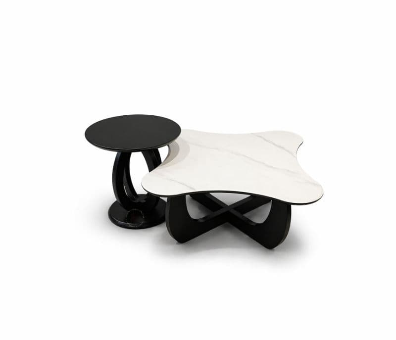 Image 2 for CJ 076  1+1 Centre Table Marble Top Plus Wood Corner Table (HYD)