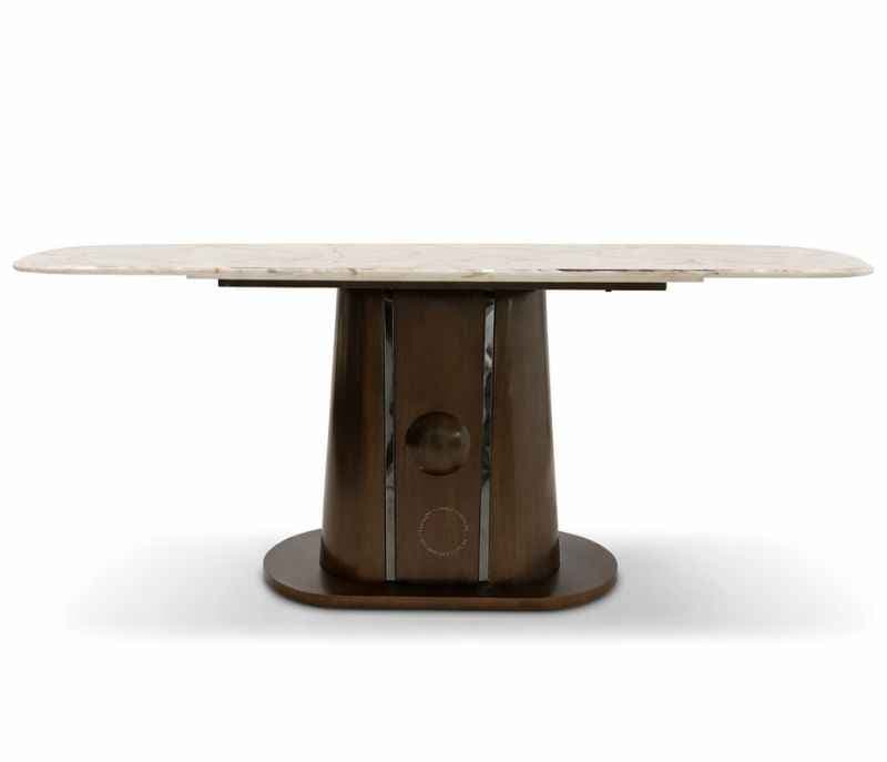 Image 3 for T03/BA03 6 Seater Marble Dining Table with Wooden Base