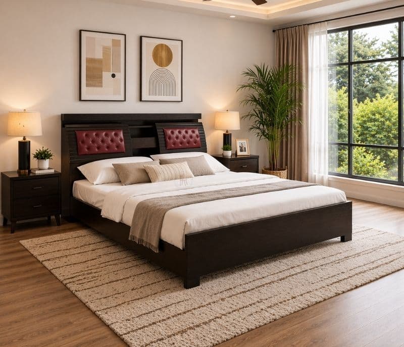 Bahubali Cot King Sized Bed with Bed Box and Drawer Storage (Block Board, Brown) (WF OTD)