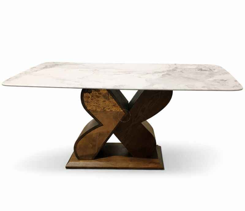 Image 5 for TOP-8-SY09 6 Seater Marble Dining Set with Solid Ash Wood and Premium Leatherette Upholstery (HYD)