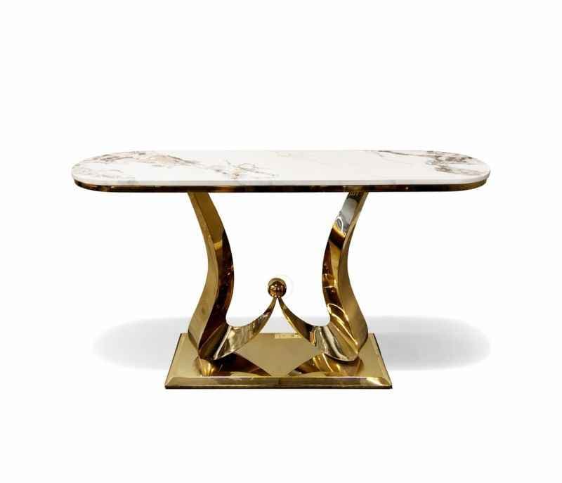 Image 3 for X-71 Console  Marble Top With PVD Gold Metal Base (HYD)(CP)