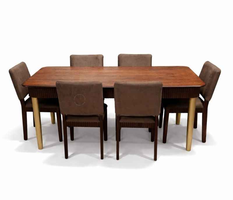 Image 4 for Fluted 1+6 Seater With Wooden Top Dining Set (BSK OTD)