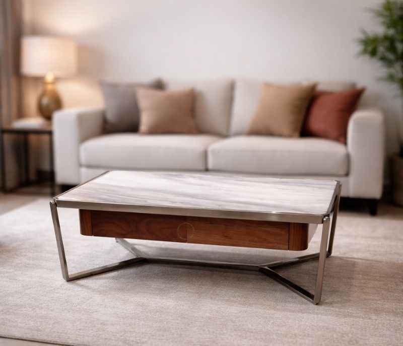 Centre Table - A 50 Metal Base & Marble Top (CP OTD)